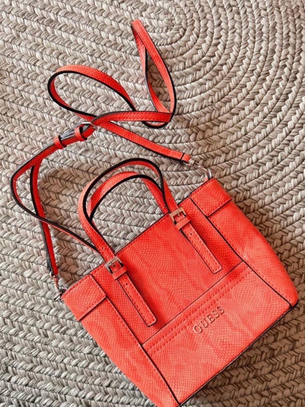GUESS Women’s/Girls Coral Orange Mini Tote Bag